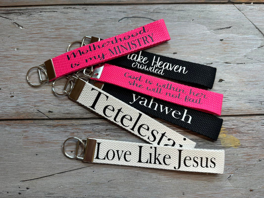 Canvas wristlet keychain - Make Heaven Crowded (black)